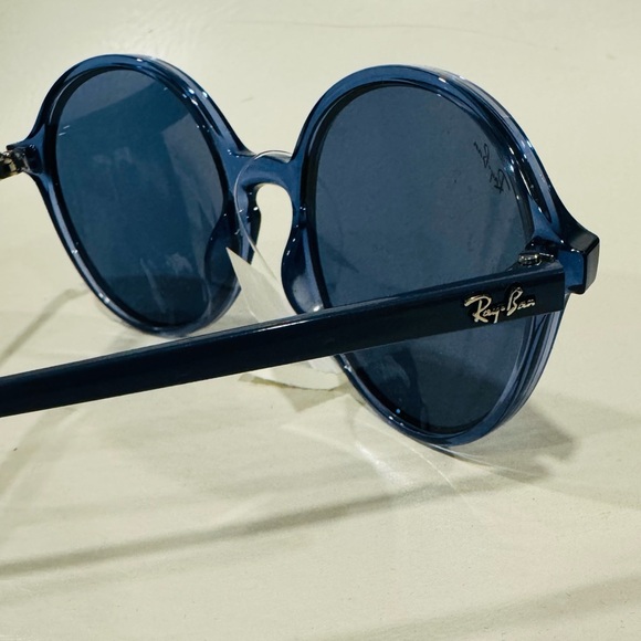 Ray Ban Blue Grey Round Sunglasses Full Rim Acetate UNISEX NEW with Complete Kit - Picture 3 of 12